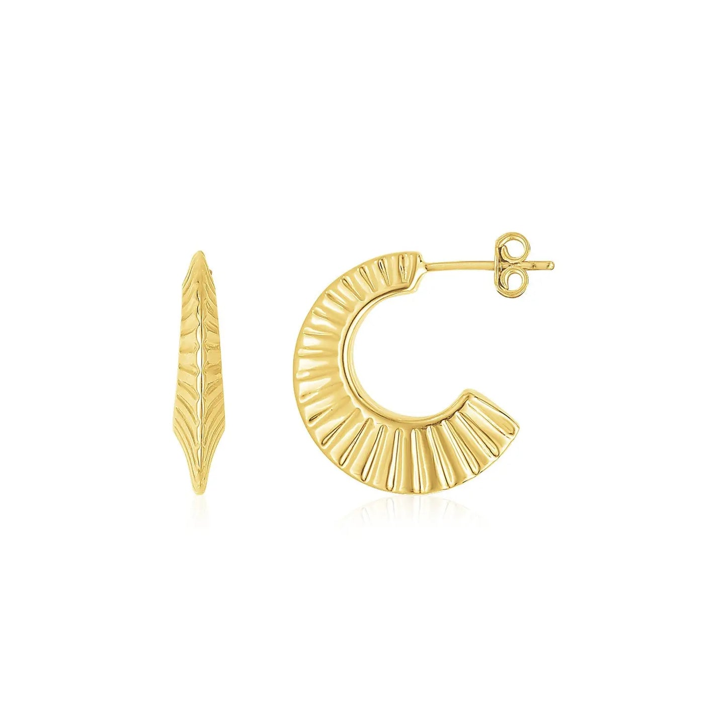 14K Yellow Gold Graduated Scalloped Pointed Half Hoops RCJ Earrings  CELESTIA LUXE JEWELLERS