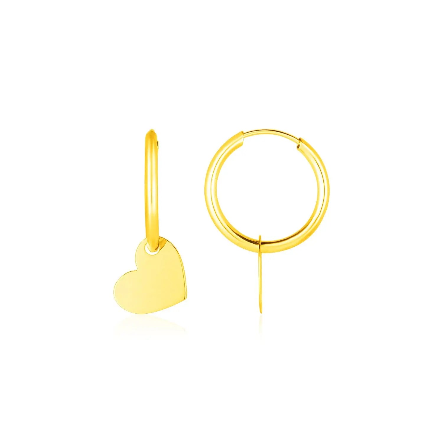 14K Yellow Gold Hoop Polished Earrings with Hearts RCJ Earrings  CELESTIA LUXE JEWELLERS