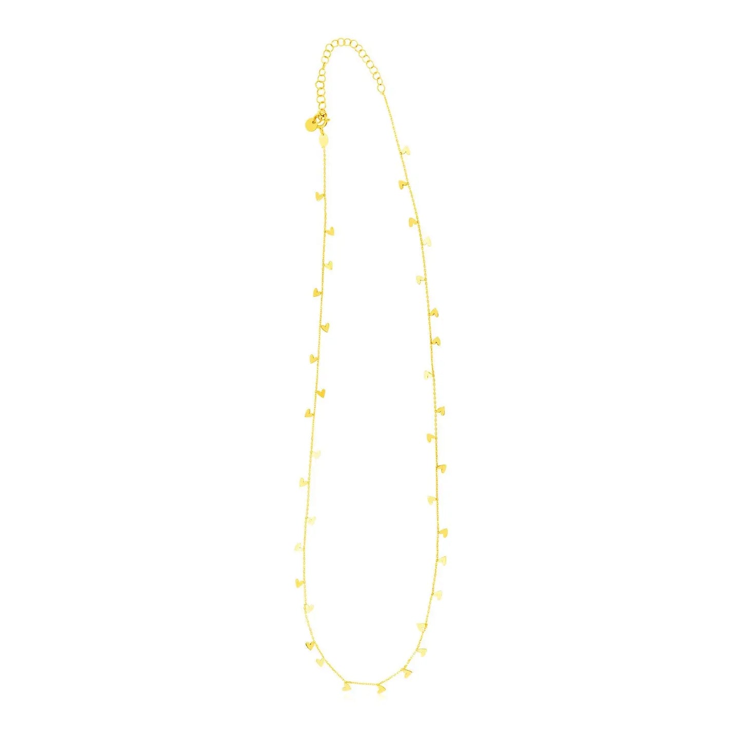 14K Yellow Gold Necklace with Dangling Hearts RCJ Necklaces  CELESTIA LUXE JEWELLERS
