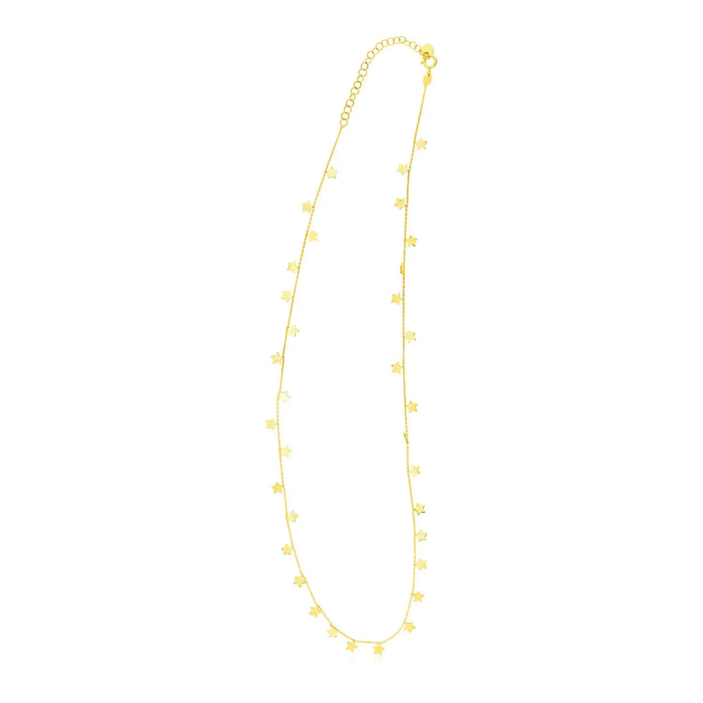 14K Yellow Gold Necklace with Dangling Stars RCJ Necklaces  CELESTIA LUXE JEWELLERS