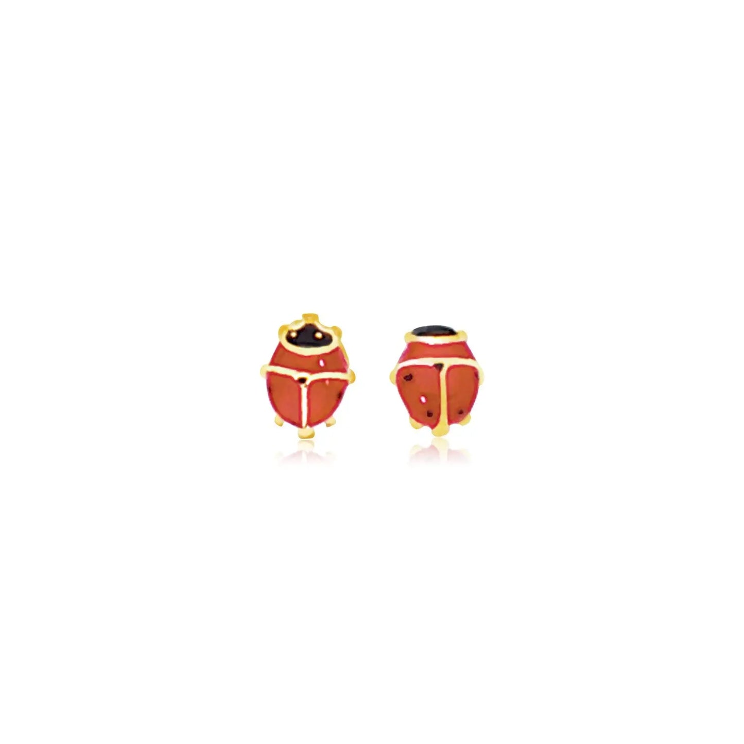 14K Yellow Gold Petite Enamel Lady Bug Stud Earrings RCJ Earrings  CELESTIA LUXE JEWELLERS
