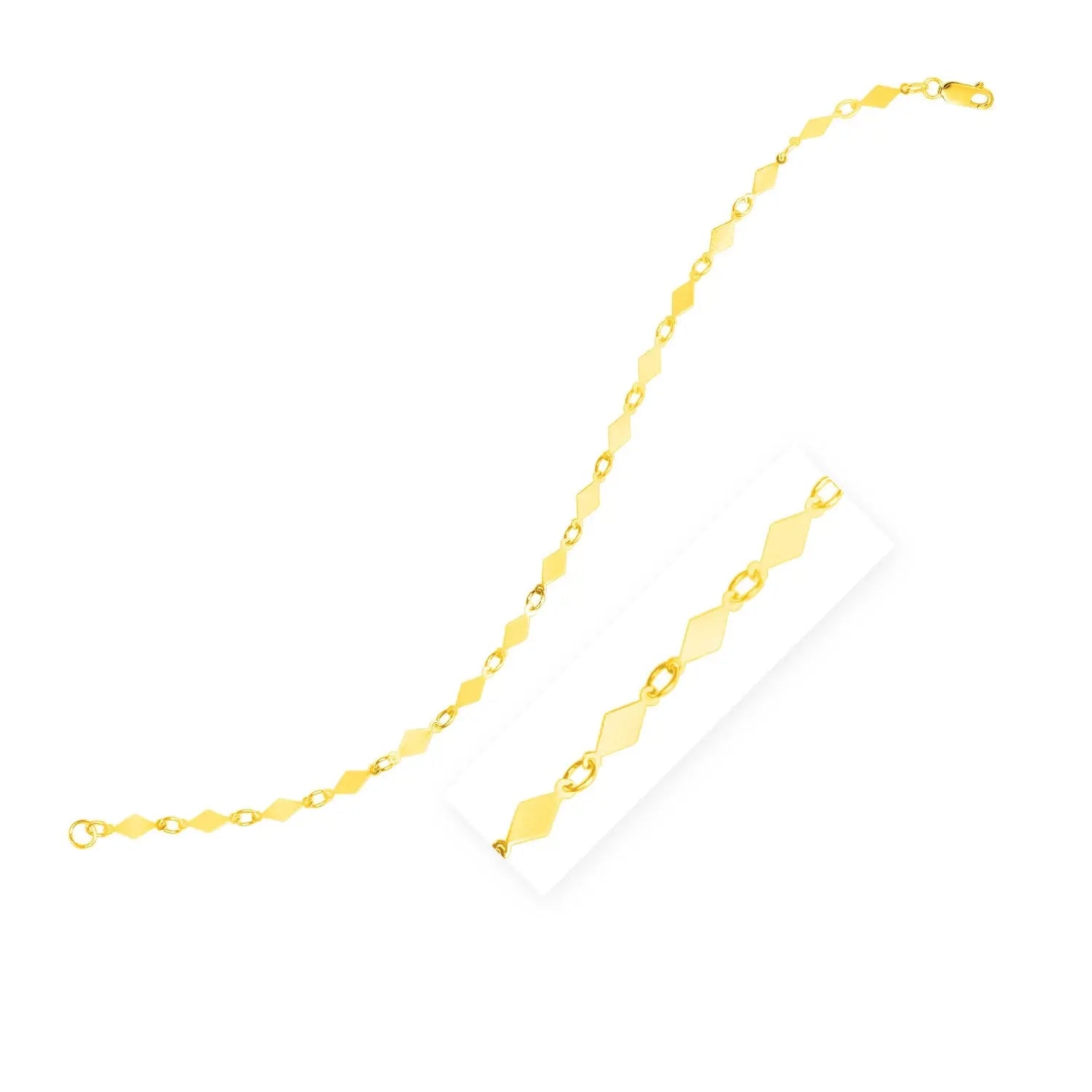 14K Yellow Gold Polished Diamond Motif Chain Bracelet (3.00 mm) RCJ Bracelets  CELESTIA LUXE JEWELLERS