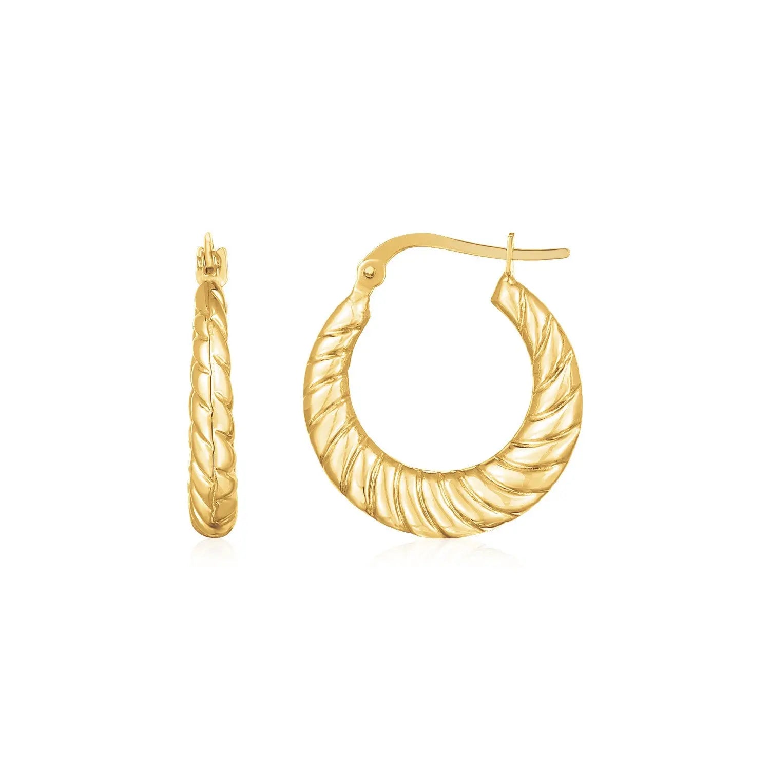 14K Yellow Gold Polished Twisted Cable Graduated Hoops RCJ Earrings  CELESTIA LUXE JEWELLERS