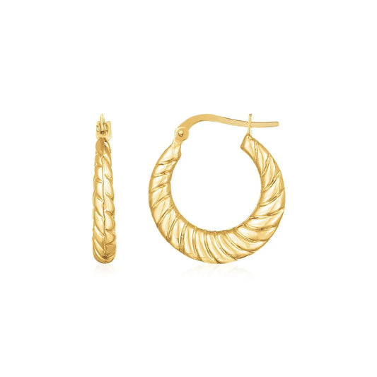14K Yellow Gold Polished Twisted Cable Graduated Hoops RCJ Earrings  CELESTIA LUXE JEWELLERS