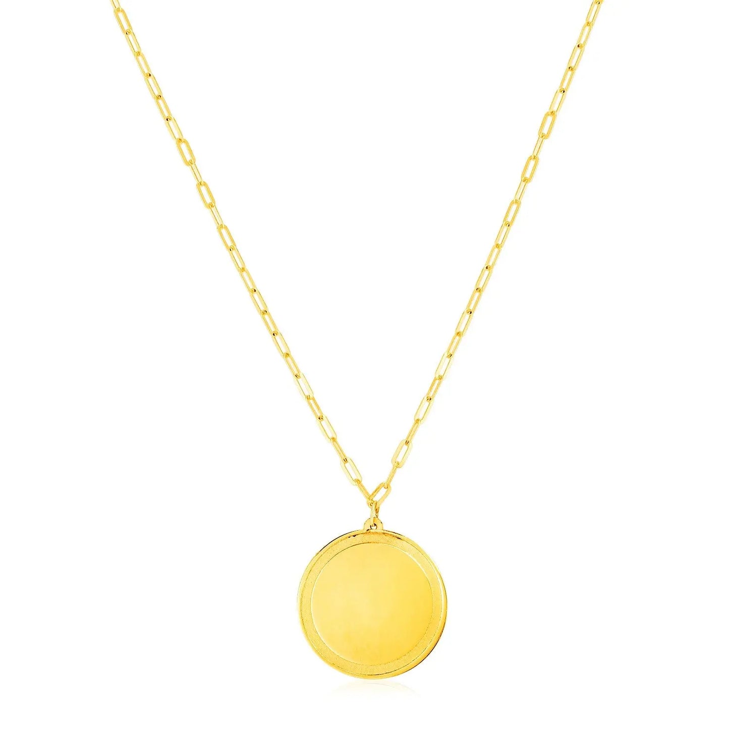 14K Yellow Gold Round Tag Necklace RCJ Necklaces  CELESTIA LUXE JEWELLERS
