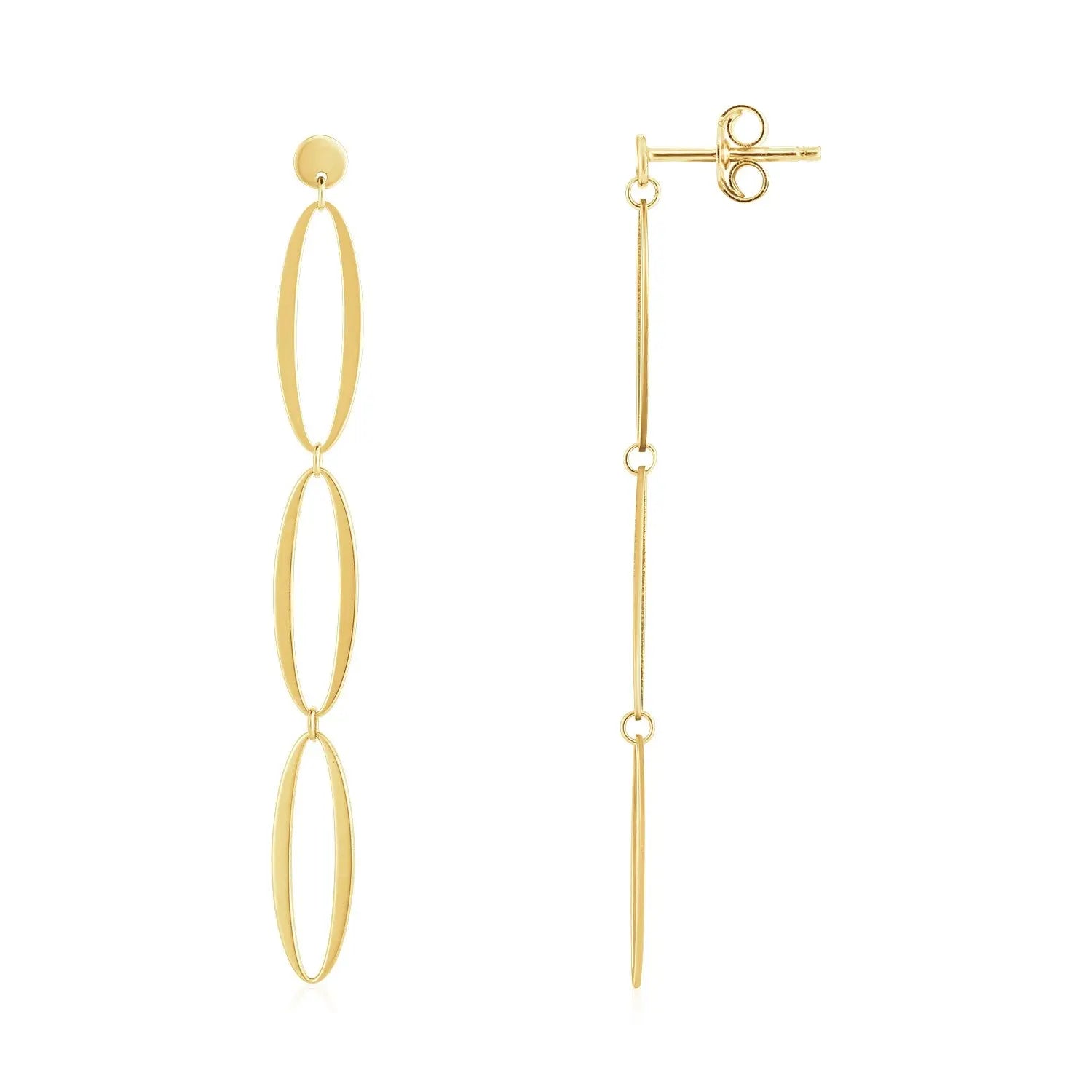 14K Yellow Gold Triple Oval Fancy Drop Earrings RCJ Earrings  CELESTIA LUXE JEWELLERS