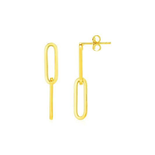 14K Yellow Gold Two Link Paperclip Chain Earrings RCJ Earrings  CELESTIA LUXE JEWELLERS