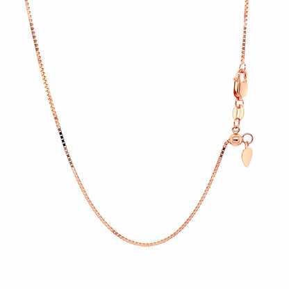 14k Rose Gold Adjustable Box Chain (0.85 mm) RCJ Chains  CELESTIA LUXE JEWELLERS