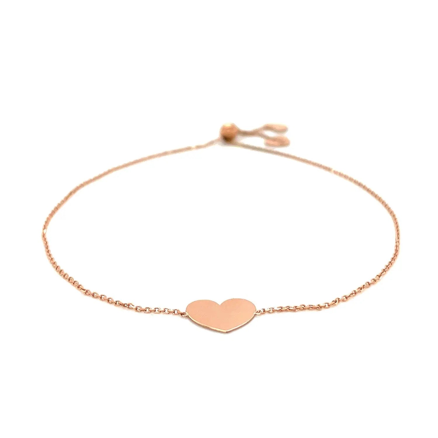14k Rose Gold Adjustable Heart Bracelet (0.90 mm) RCJ Bracelets  CELESTIA LUXE JEWELLERS
