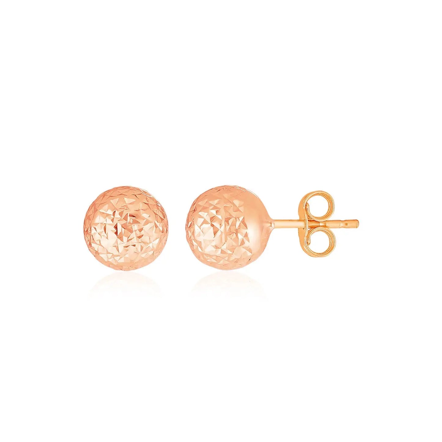 14k Rose Gold Ball Earrings with Crystal Cut Texture(5mm) RCJ Earrings  CELESTIA LUXE JEWELLERS