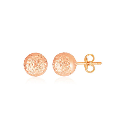14k Rose Gold Ball Earrings with Crystal Cut Texture(5mm) RCJ Earrings  CELESTIA LUXE JEWELLERS