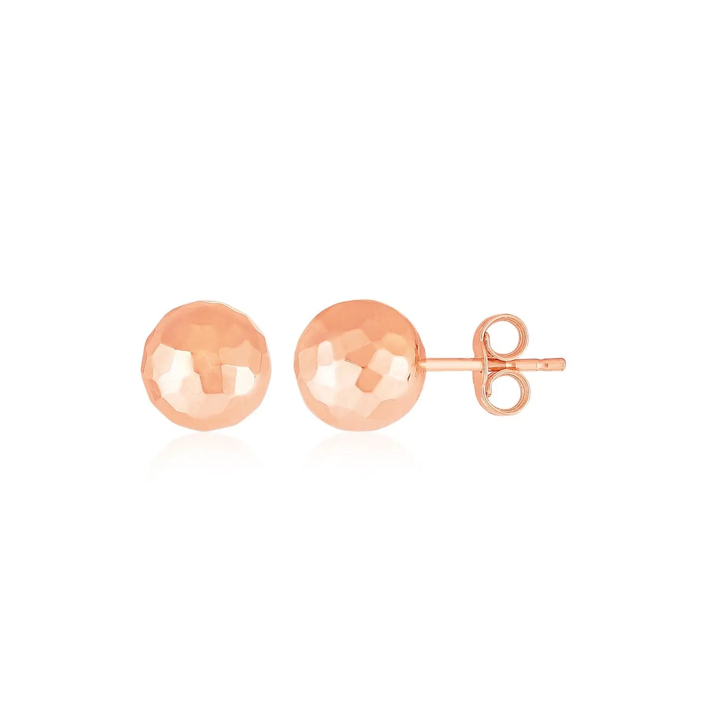 14k Rose Gold Ball Earrings with Faceted Texture(5mm) RCJ Earrings  CELESTIA LUXE JEWELLERS