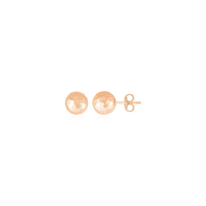 14k Rose Gold Ball Earrings with Faceted Texture(7mm) RCJ Earrings  CELESTIA LUXE JEWELLERS