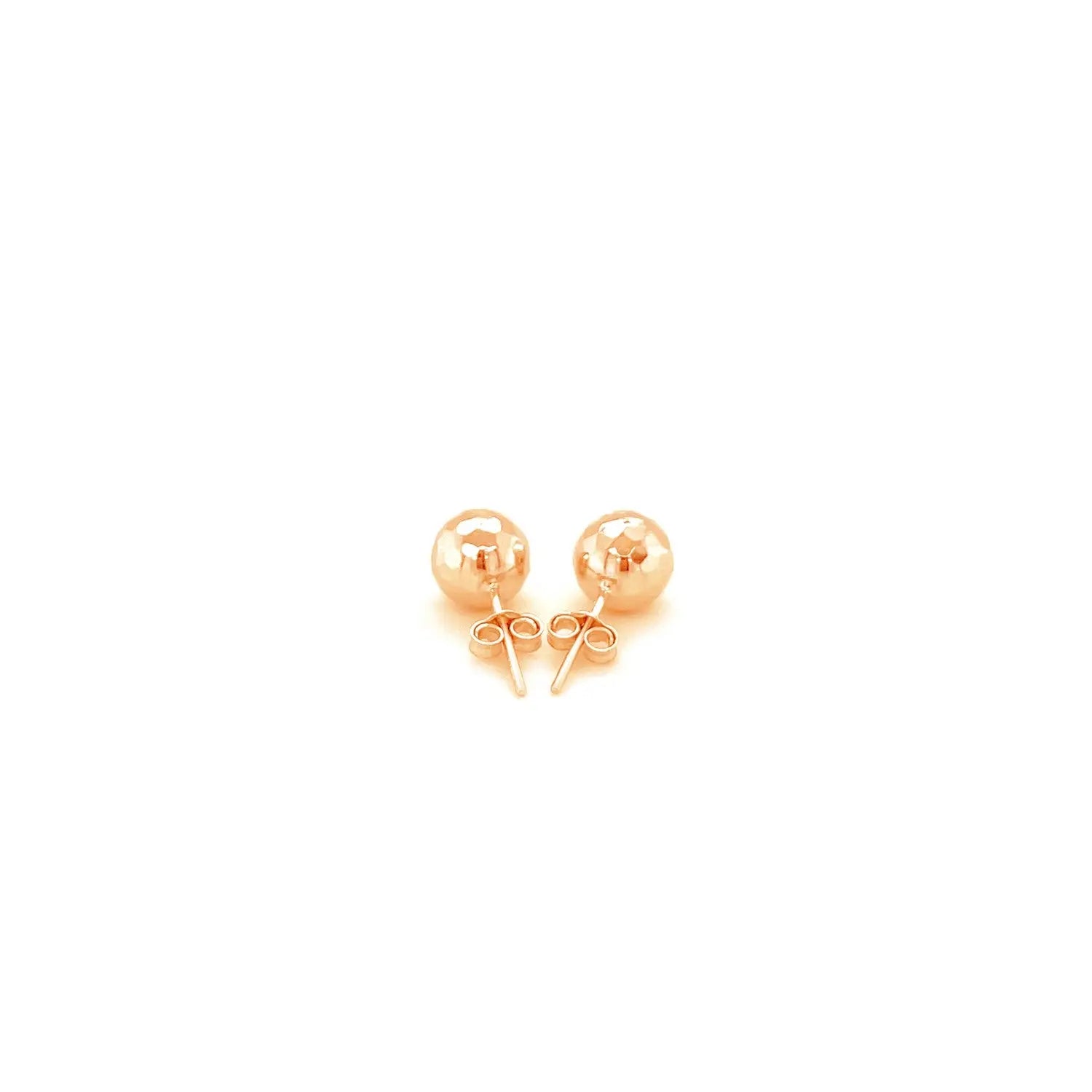 14k Rose Gold Ball Earrings with Faceted Texture(7mm) RCJ Earrings  CELESTIA LUXE JEWELLERS