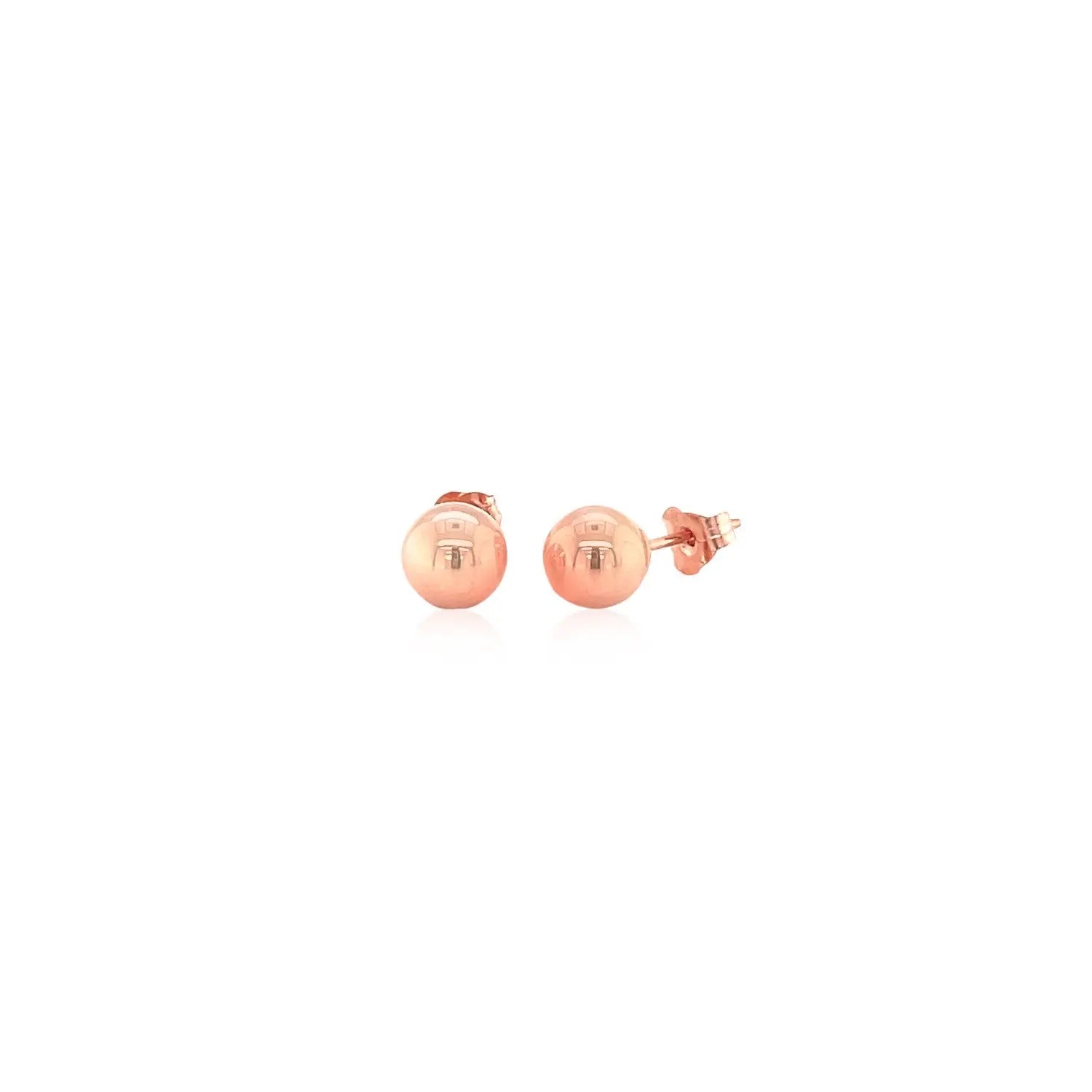 14k Rose Gold Classic Round Shape Stud Earrings (6mm) RCJ Earrings  CELESTIA LUXE JEWELLERS