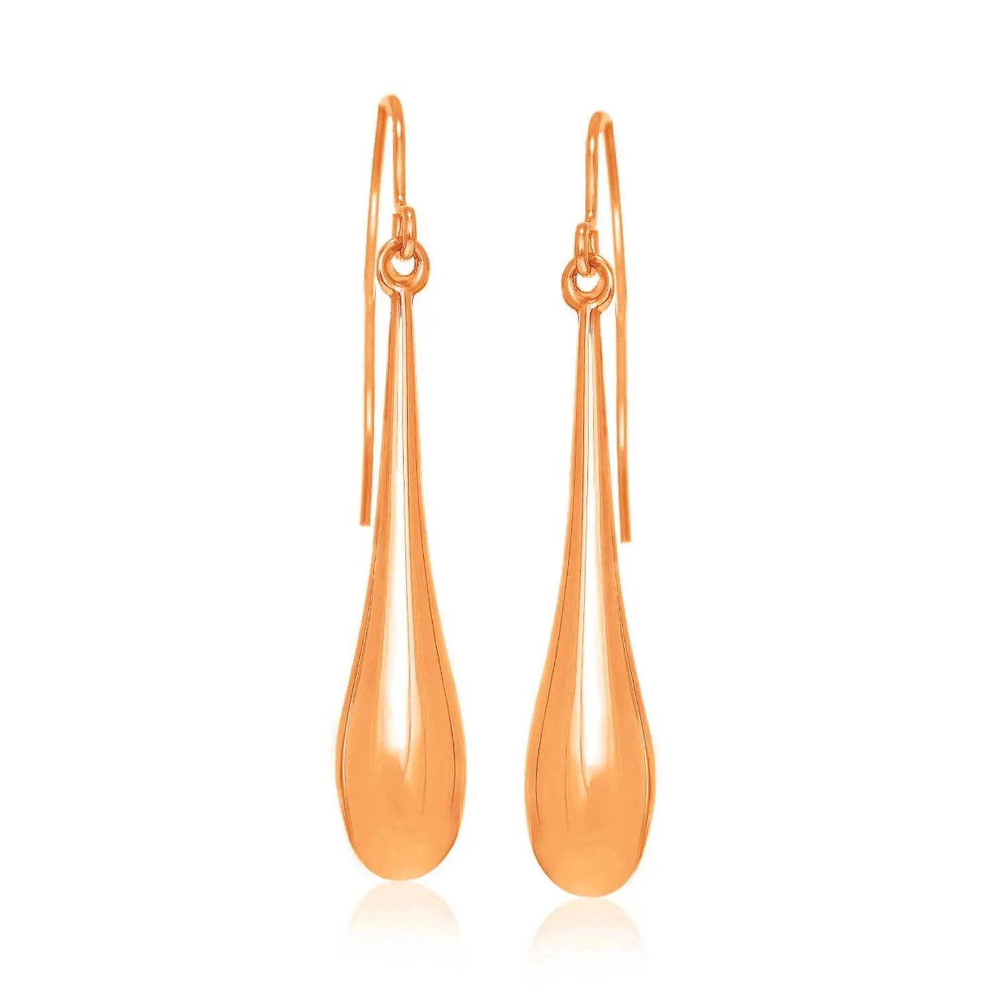 14k Rose Gold Long Polished Teardrop Dangling Earrings RCJ Earrings  CELESTIA LUXE JEWELLERS