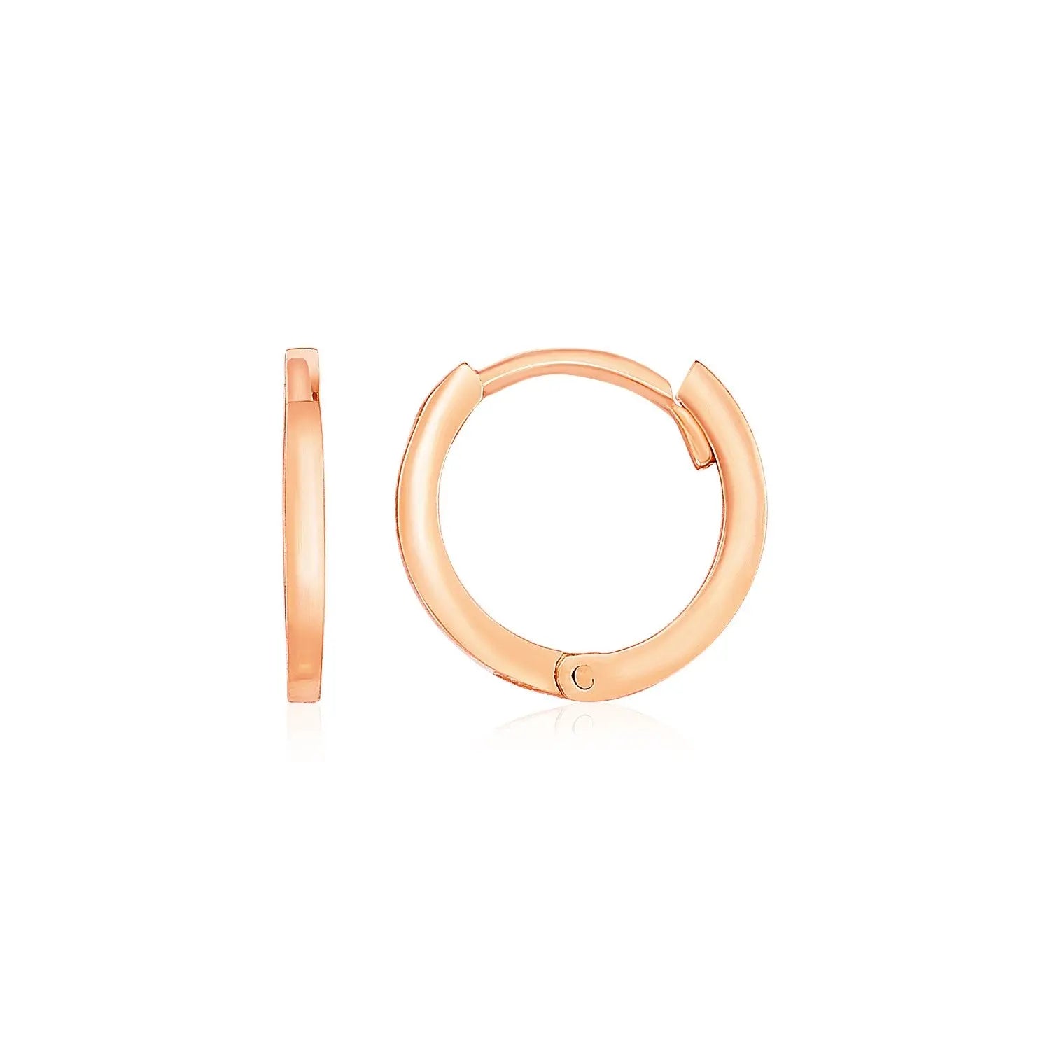 14k Rose Gold Petite Polished Round Hoop Earrings RCJ Earrings  CELESTIA LUXE JEWELLERS