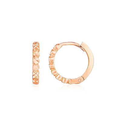 14k Rose Gold Petite Textured Round Hoop Earrings RCJ Earrings  CELESTIA LUXE JEWELLERS