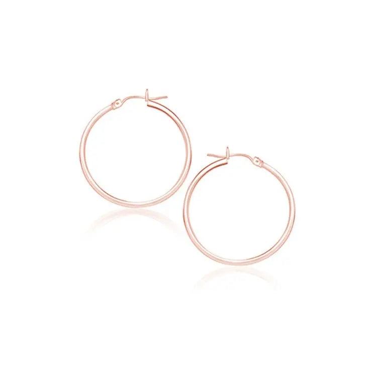 14k Rose Gold Polished Hoop Earrings (2x25mm) RCJ Earrings  CELESTIA LUXE JEWELLERS