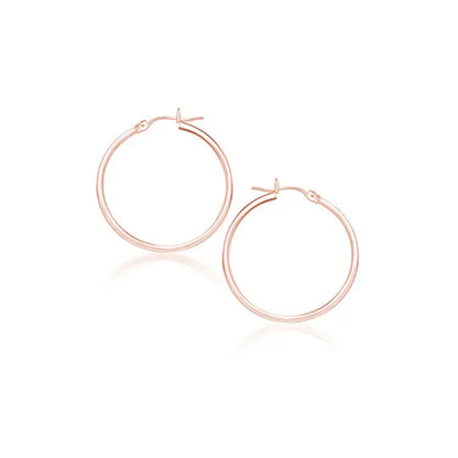 14k Rose Gold Polished Hoop Earrings (2x25mm) RCJ Earrings  CELESTIA LUXE JEWELLERS
