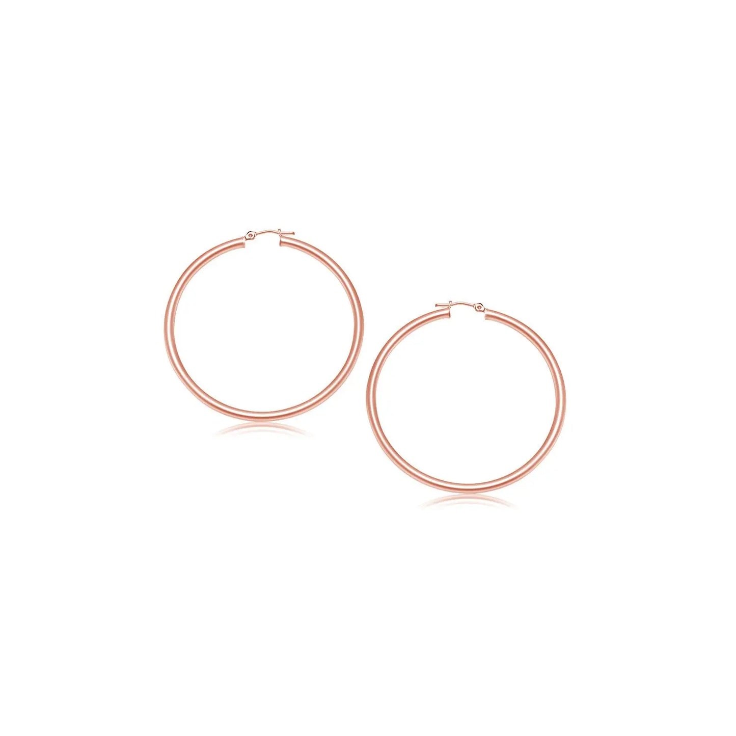 14k Rose Gold Polished Hoop Earrings (3x15mm) RCJ Earrings  CELESTIA LUXE JEWELLERS