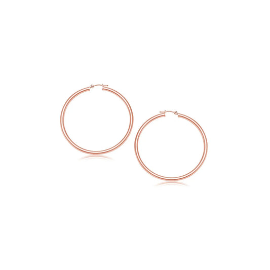 14k Rose Gold Polished Hoop Earrings (3x15mm) RCJ Earrings  CELESTIA LUXE JEWELLERS