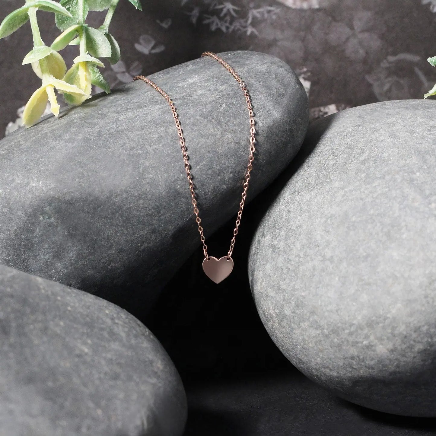 14k Rose Gold Polished Mini Heart Necklace RCJ Necklaces  CELESTIA LUXE JEWELLERS