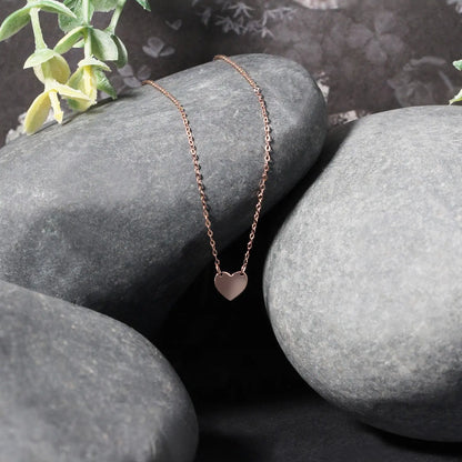14k Rose Gold Polished Mini Heart Necklace RCJ Necklaces  CELESTIA LUXE JEWELLERS