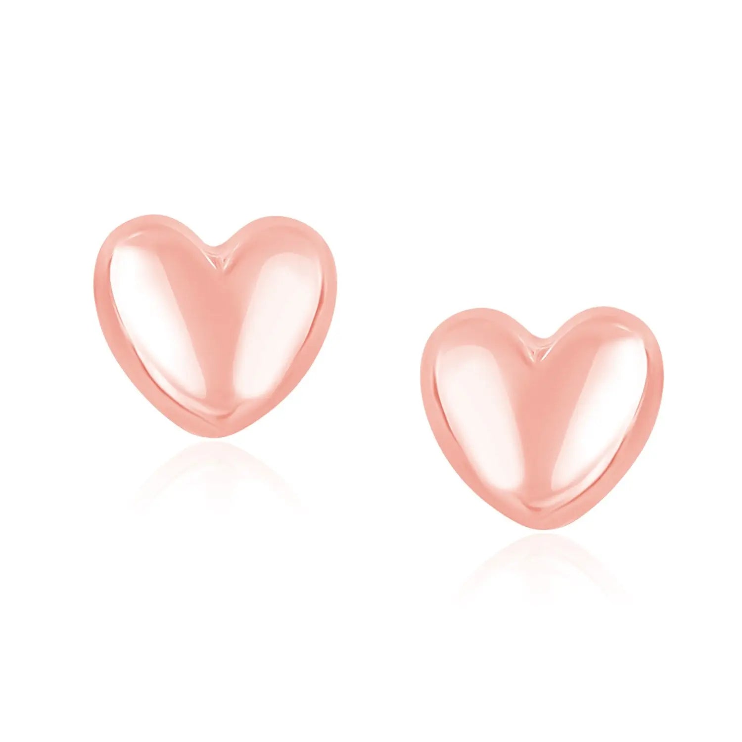 14k Rose Gold Puffed Heart Shape Shiny Earrings RCJ Earrings  CELESTIA LUXE JEWELLERS