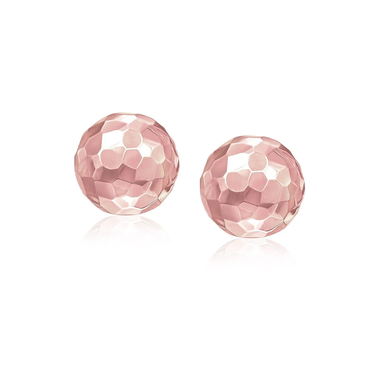 14k Rose Gold Round Faceted Style Stud Earrings(7mm) RCJ Earrings  CELESTIA LUXE JEWELLERS