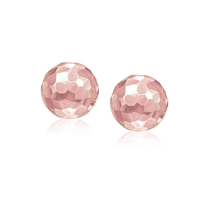14k Rose Gold Round Faceted Style Stud Earrings(7mm) RCJ Earrings  CELESTIA LUXE JEWELLERS