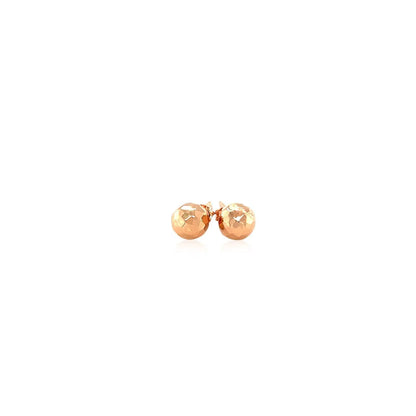 14k Rose Gold Round Faceted Style Stud Earrings(7mm) RCJ Earrings  CELESTIA LUXE JEWELLERS