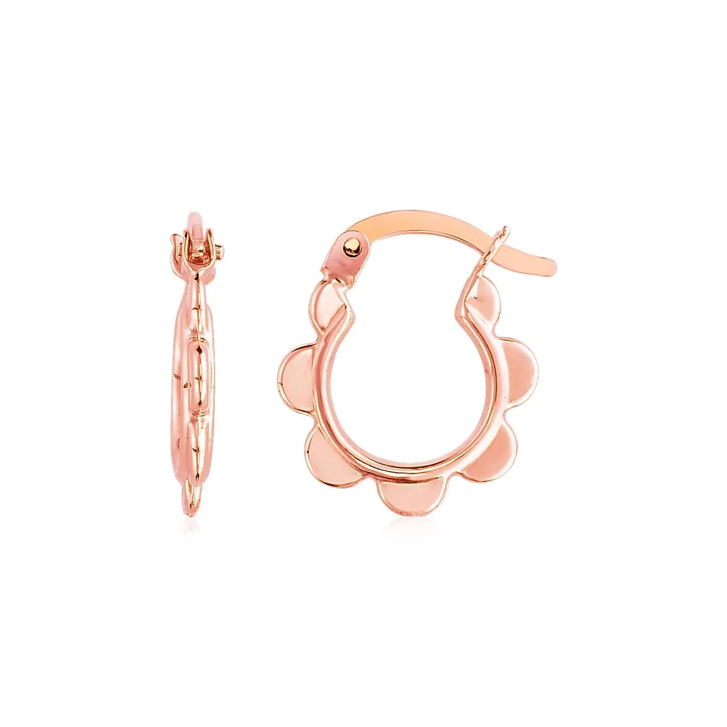 14k Rose Gold Scalloped Hoop Earrings RCJ Earrings  CELESTIA LUXE JEWELLERS