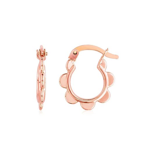 14k Rose Gold Scalloped Hoop Earrings RCJ Earrings  CELESTIA LUXE JEWELLERS