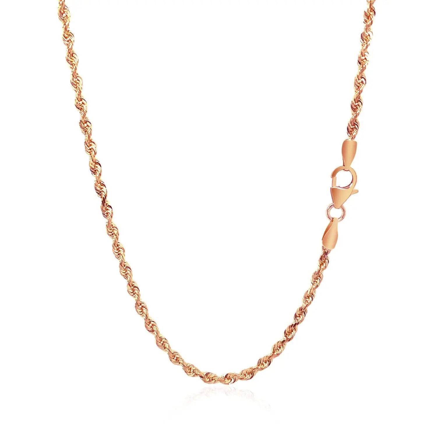 14k Rose Gold Solid Diamond Cut Rope Chain (2.30 mm) RCJ Chains  CELESTIA LUXE JEWELLERS