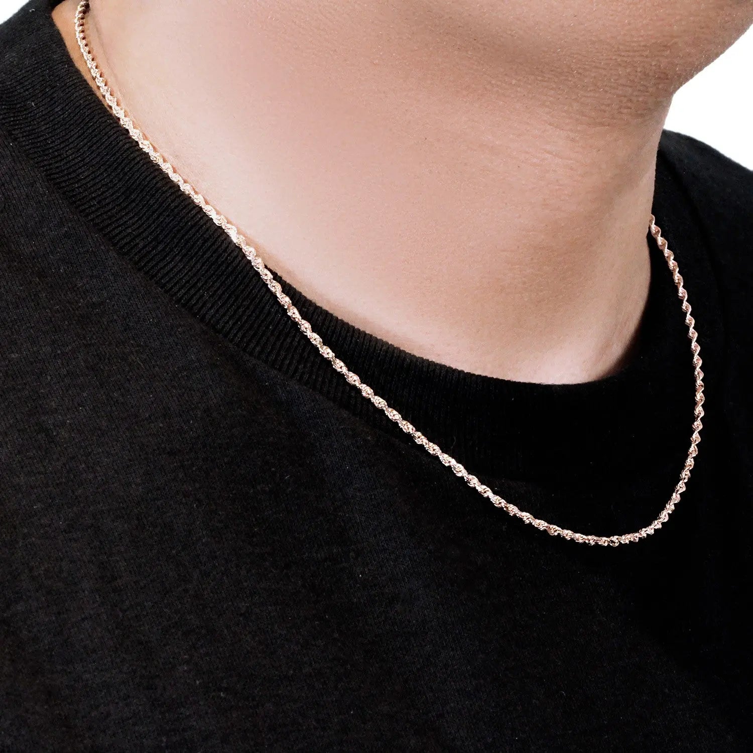 14k Rose Gold Solid Diamond Cut Rope Chain (2.30 mm) RCJ Chains  CELESTIA LUXE JEWELLERS