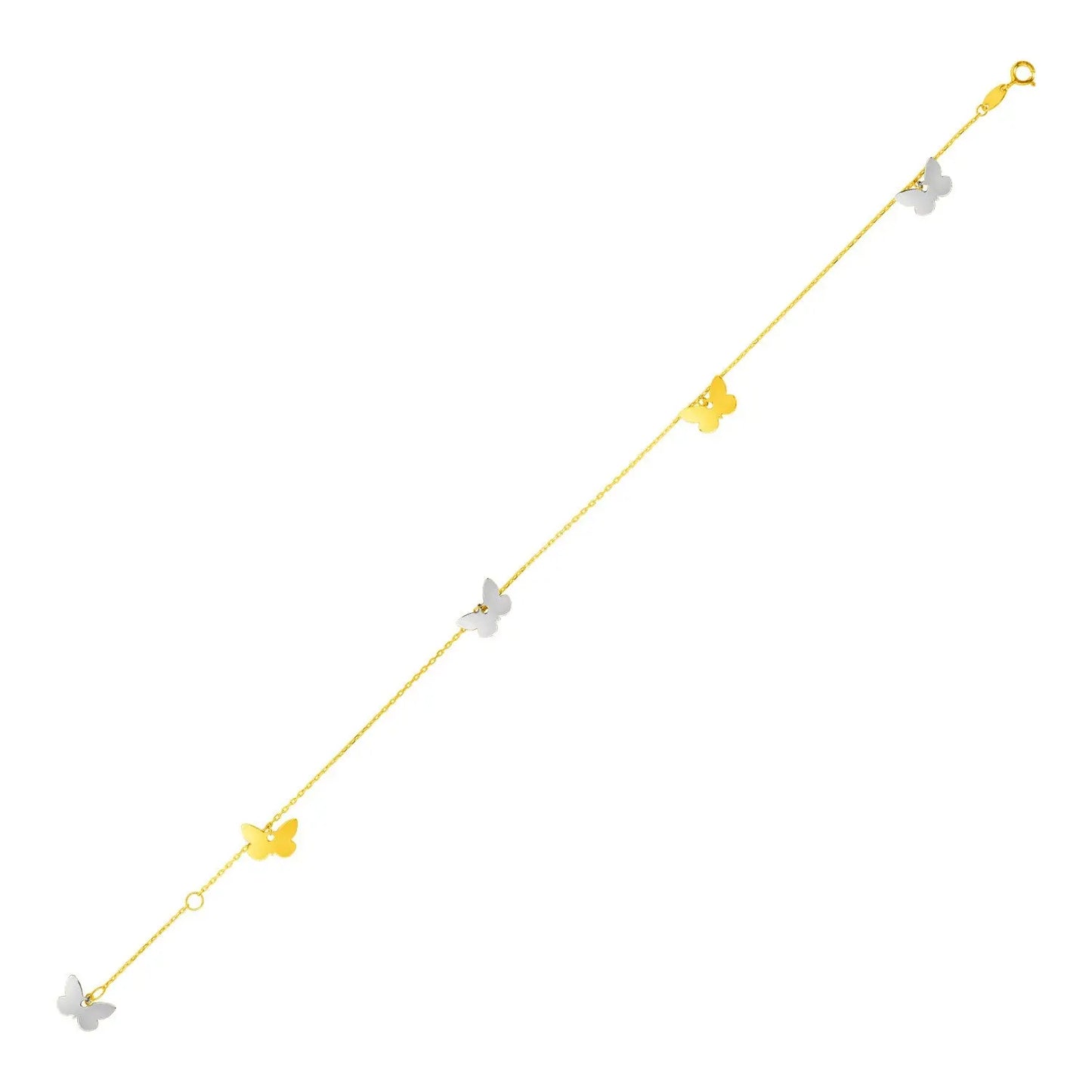 14k Two Tone Gold Anklet with Butterflies RCJ Anklets  CELESTIA LUXE JEWELLERS