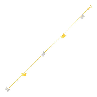 14k Two Tone Gold Anklet with Butterflies RCJ Anklets  CELESTIA LUXE JEWELLERS