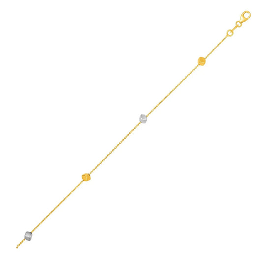 14k Two Tone Gold Bracelet with Polished Cubes RCJ Bracelets  CELESTIA LUXE JEWELLERS