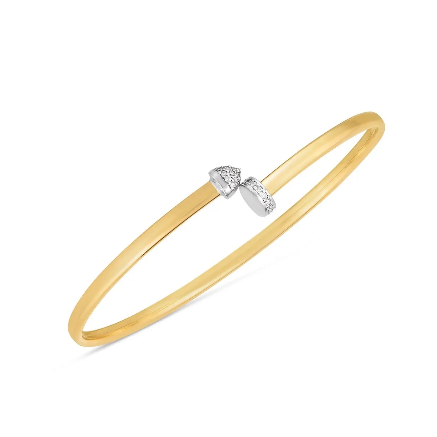 14k Two Tone Gold Diamond Hardware Bangle (3.00 mm) RCJ Bangles  CELESTIA LUXE JEWELLERS