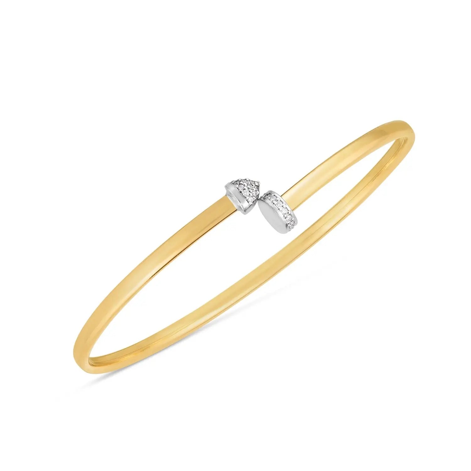 14k Two Tone Gold Diamond Hardware Bangle (3.00 mm) RCJ Bangles  CELESTIA LUXE JEWELLERS