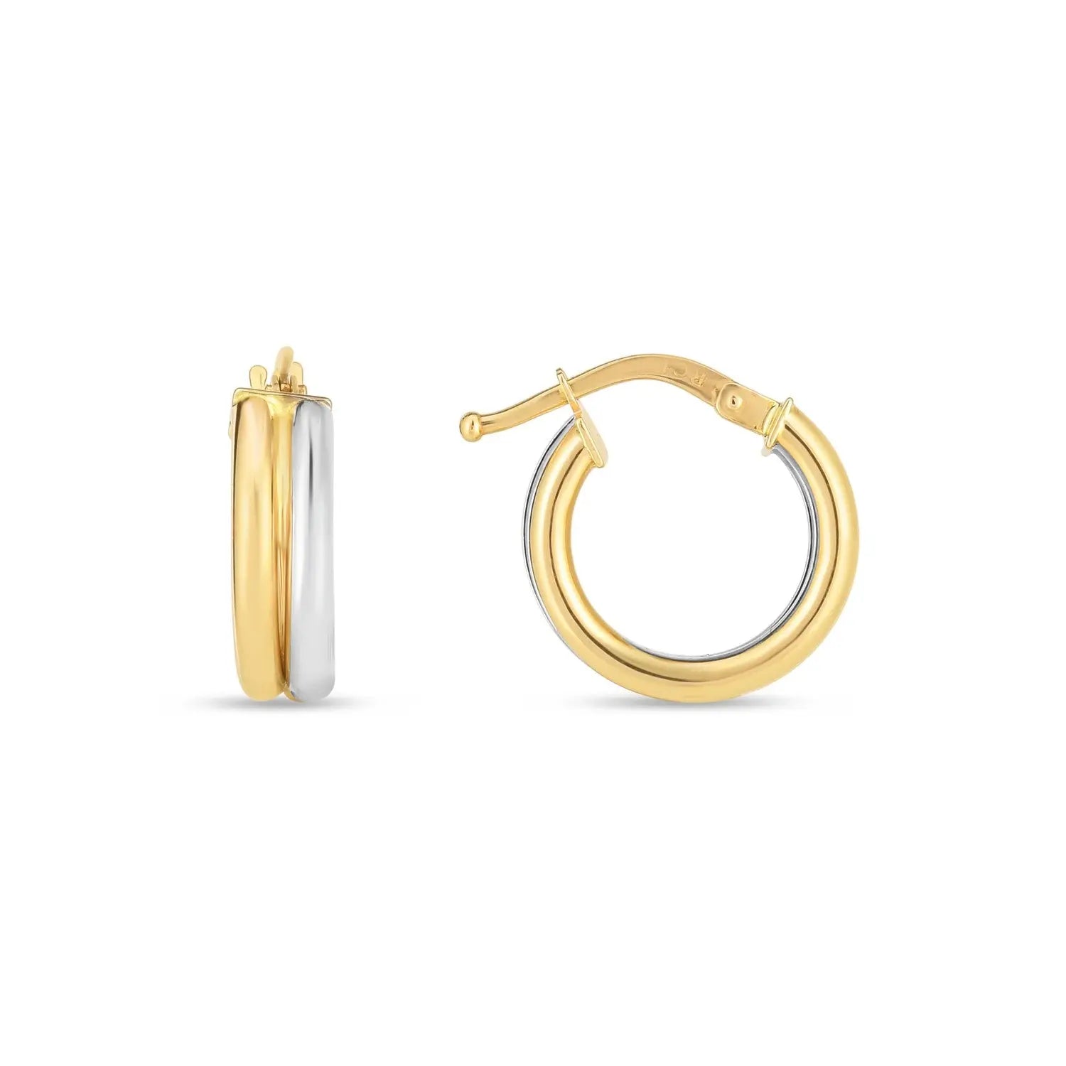 14k Two Tone Gold Double Round Hoops RCJ Earrings  CELESTIA LUXE JEWELLERS