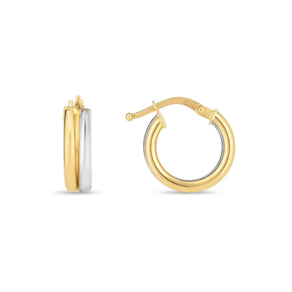 14k Two Tone Gold Double Round Hoops RCJ Earrings  CELESTIA LUXE JEWELLERS
