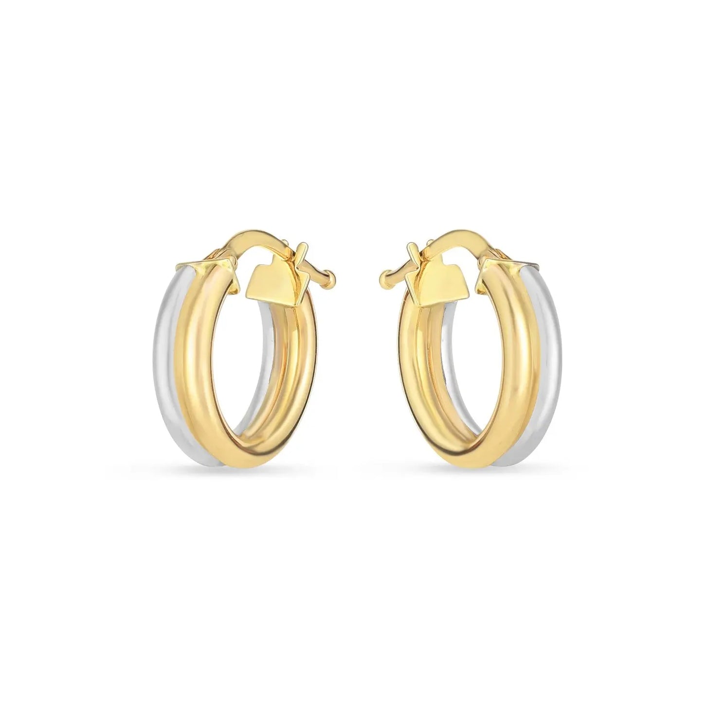 14k Two Tone Gold Double Round Hoops RCJ Earrings  CELESTIA LUXE JEWELLERS