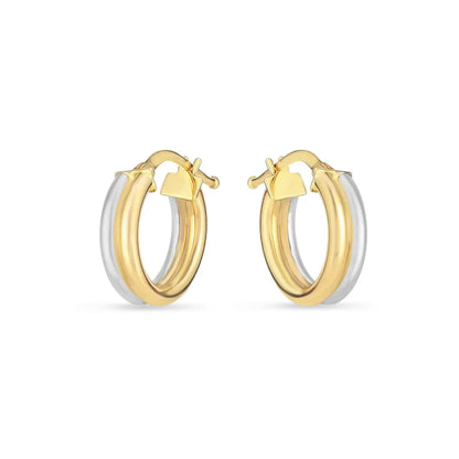 14k Two Tone Gold Double Round Hoops RCJ Earrings  CELESTIA LUXE JEWELLERS