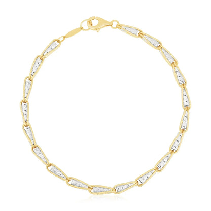 14k Two Tone Gold High Polish Diamond Cut Link Chain Bracelet (3.20 mm) RCJ Bracelets  CELESTIA LUXE JEWELLERS