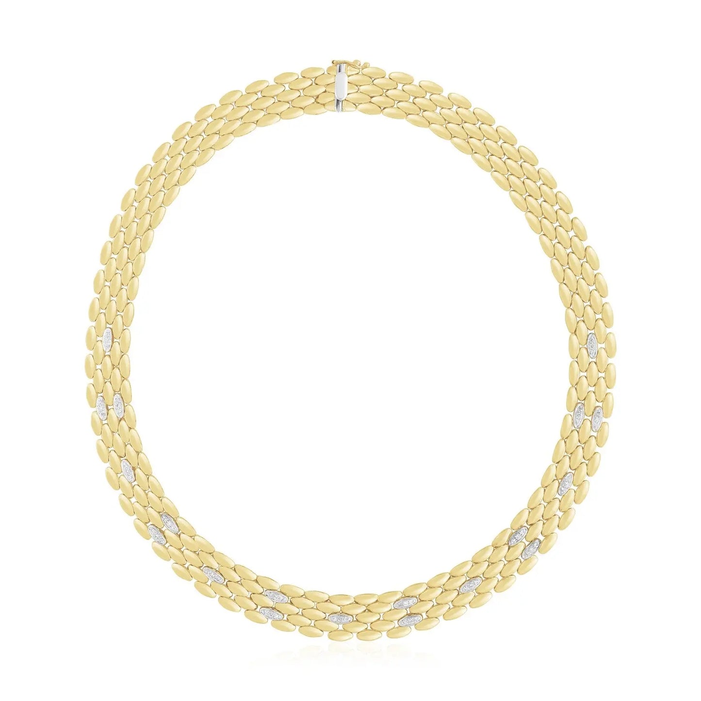 14k Two Tone Gold High Polish Diamond Panther Necklace (12mm) RCJ Necklaces  CELESTIA LUXE JEWELLERS