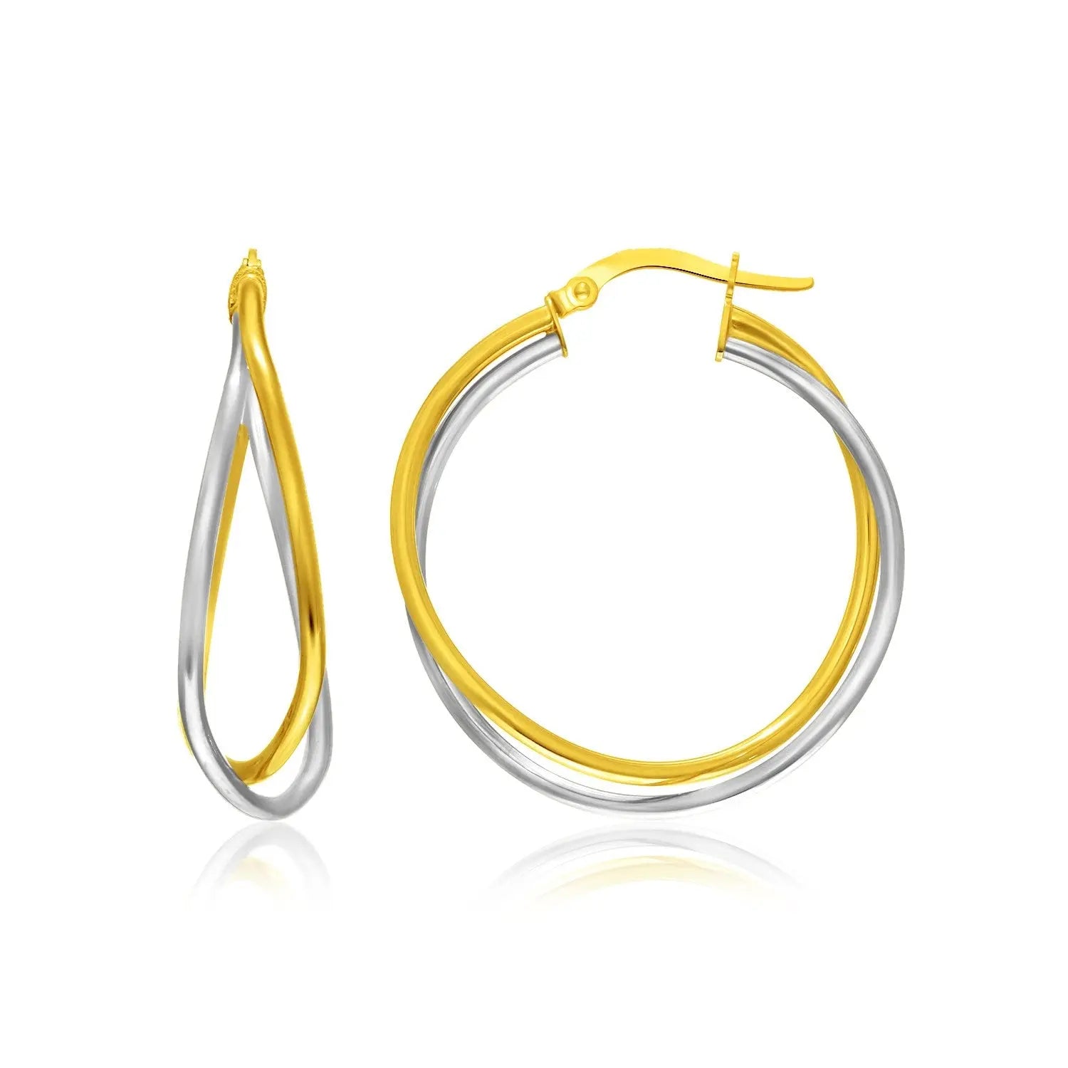 14k Two-Tone Gold Interlaced Double Row Earrings RCJ Earrings  CELESTIA LUXE JEWELLERS