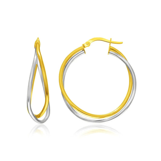 14k Two-Tone Gold Interlaced Double Row Earrings RCJ Earrings  CELESTIA LUXE JEWELLERS