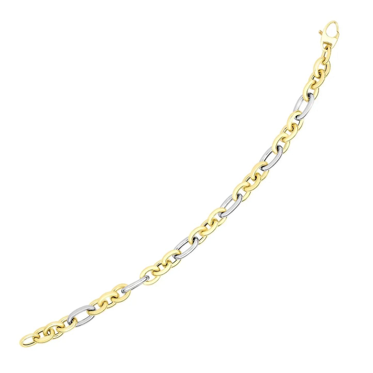 14k Two-Tone Gold Long and Short Style Oval Link Bracelet (7.50 mm) RCJ Bracelets  CELESTIA LUXE JEWELLERS